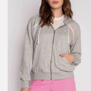 P.J. Salvage Gray Hoodie with Rainbow Accents